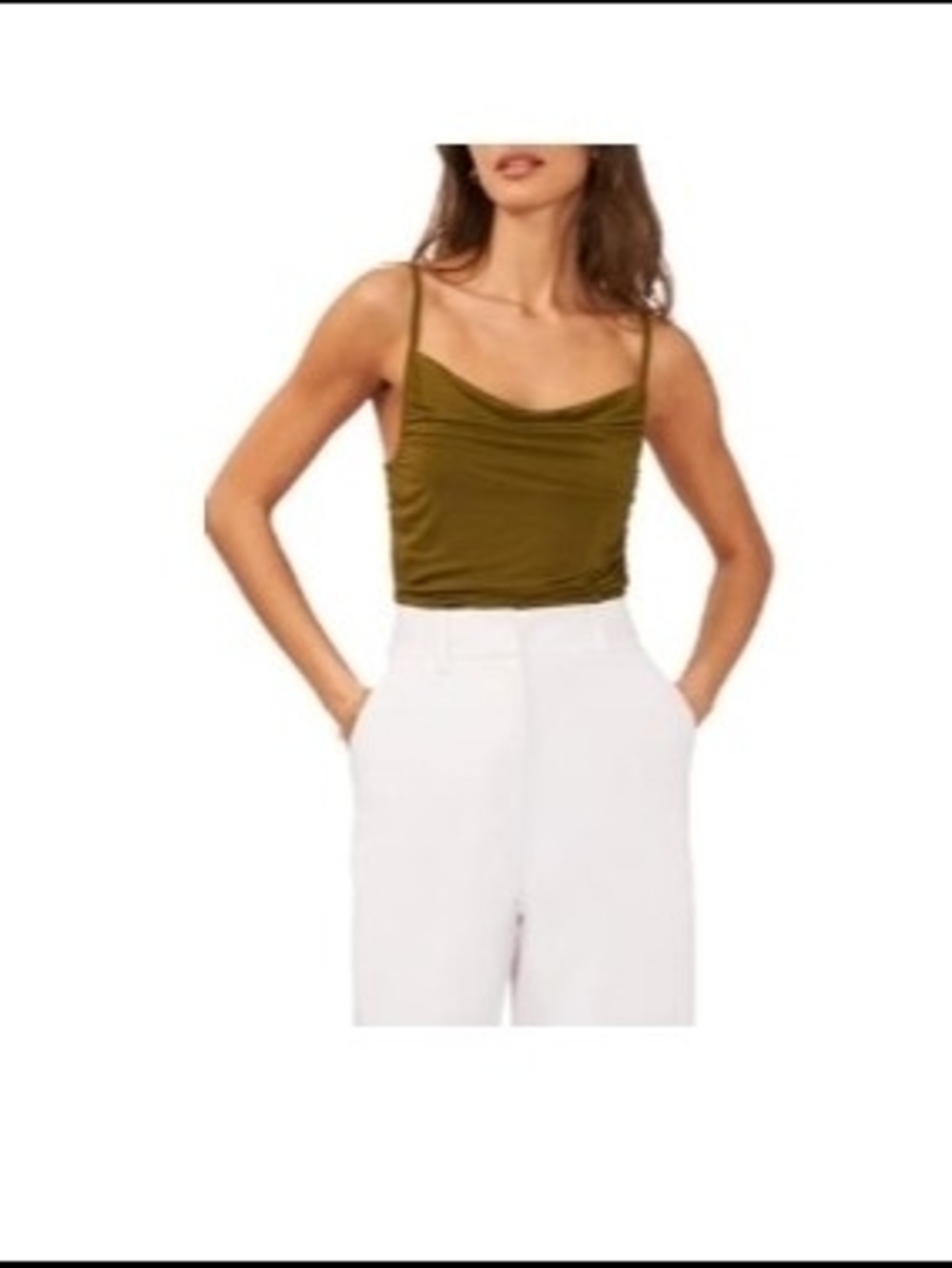 Halogen Olive Green Draped Cami with Adjustable Straps
